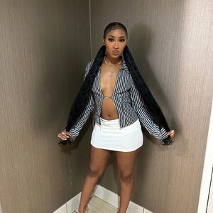 SHEIN Black and White Striped Blouse